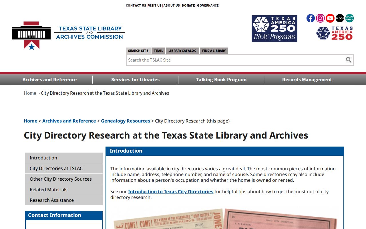 Kerrville city directory research guidance from the Texas State Library