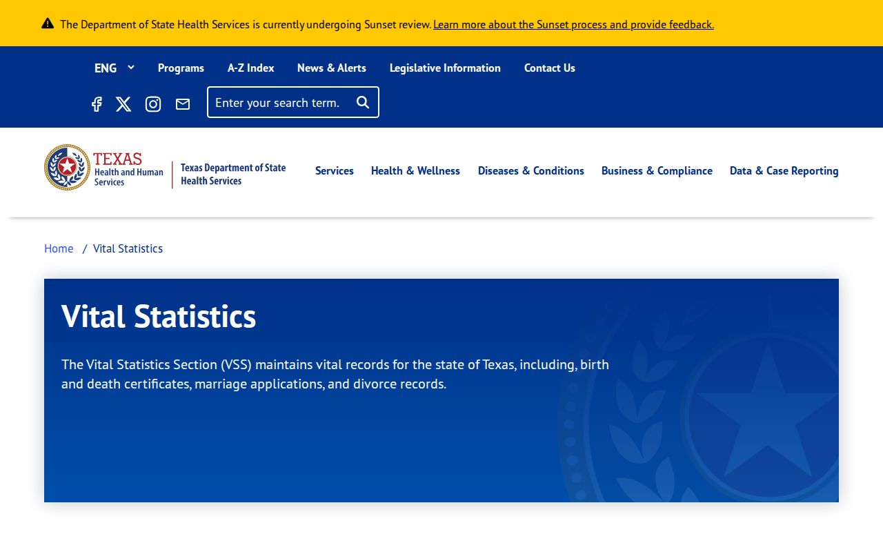 Kerrville residents directory Texas vital statistics service page