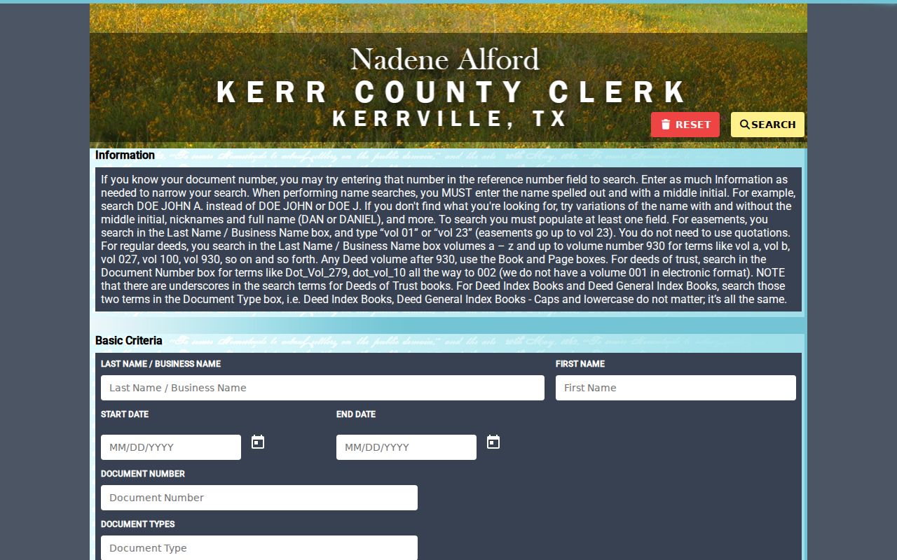 Kerrville previous residents research in the Kerr County AVA deed index
