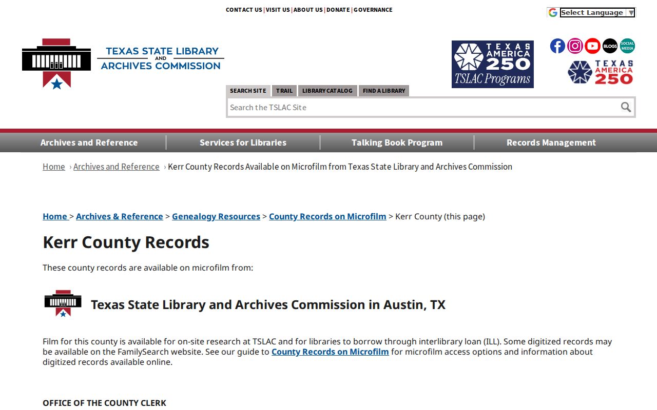 Kerrville previous residents research through Texas State Library microfilm records