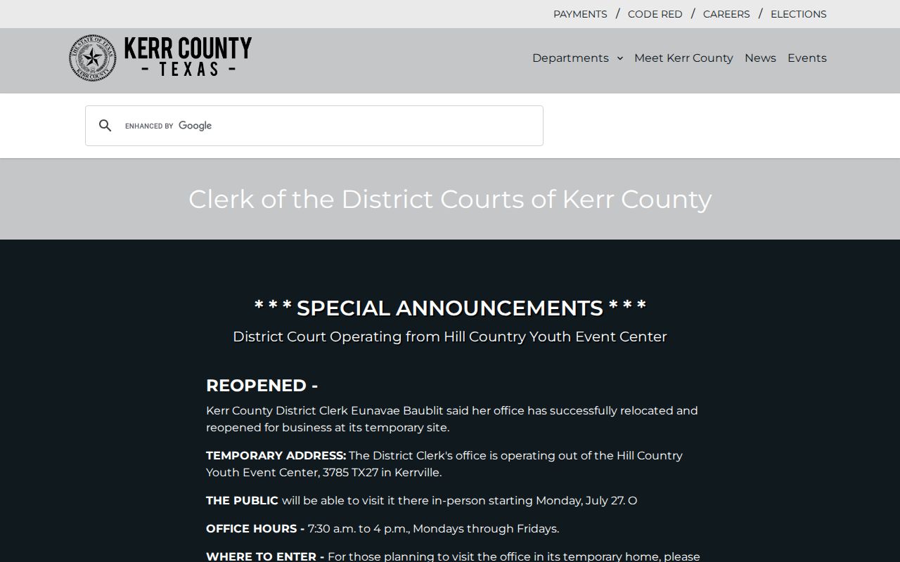 Kerrville resident lookup at the Kerr County District Clerk record route