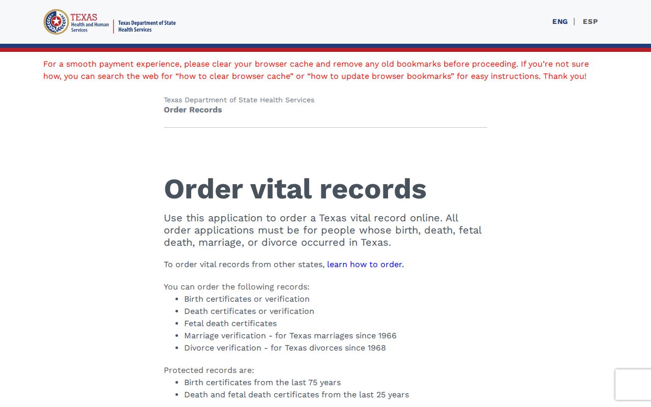 Kerrville resident lookup using the Texas vital-record order screen